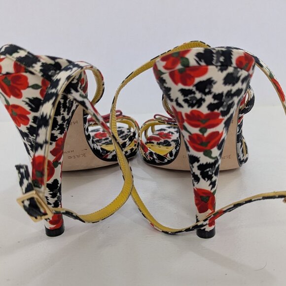 Kate Spade New York Red/Black Floral Strappy Sandals. Size 6.5 B Made in Italy - Picture 7 of 7
